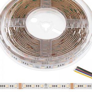 5m RGB+CCT LED Strip Light - 5-in-1 Color-Changing LED Tape Light - 24V - IP20 - RGBCCT - 196.9in (16.40ft)