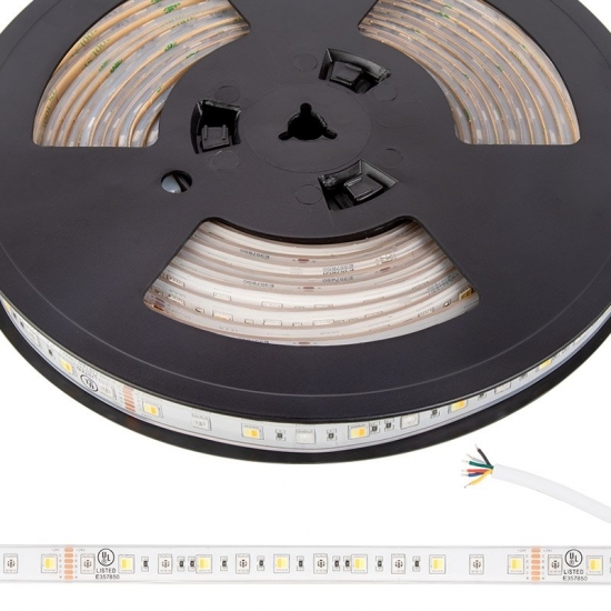 5m RGB+CCT LED Strip Light - Color-Changing LED Tape Light - 12V / 24V - IP67 Waterproof - RGB+CCT - 196.9in (16.40ft) - Click Image to Close