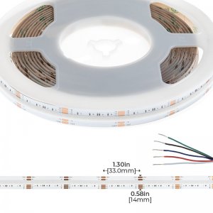 5m RGB+White COB LED Strip Light - COB Series LED Tape Light - IP65 - 24V - RGB+Cool White / RGB+Natural White / RGB+Warm White