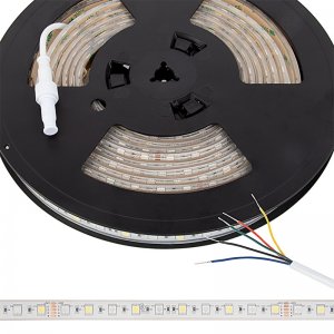 5m RGB+W LED Strip Light - Color-Changing LED Tape Light - 24V - IP68 Waterproof