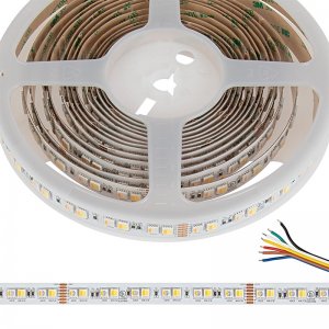 5m RGBA Tunable White LED Strip Light - Color-Changing LED Tape Light - 24V - IP20 - RGB+ACCT - 196.9in (16.40ft)