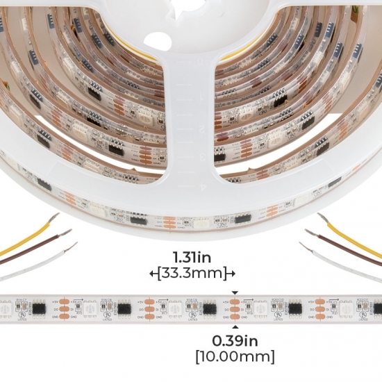 3m Digital RGB LED Strip Light - Single Addressable Color-Chasing LED Tape Light - 5V - IP67 - RGB - Click Image to Close