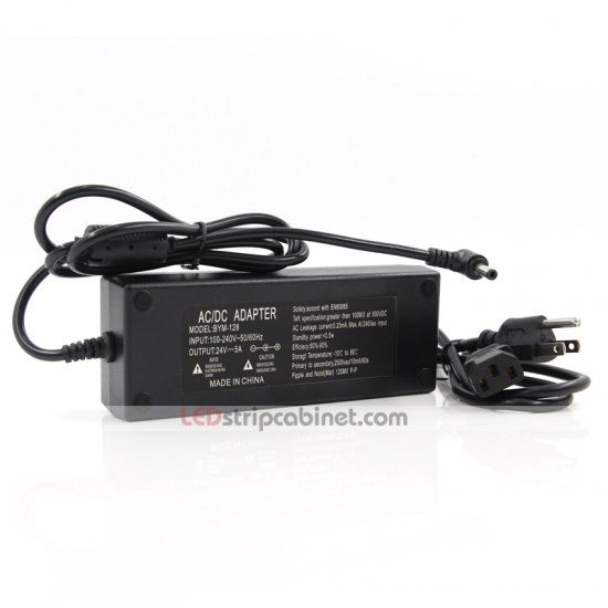 Desktop AC Adapter - 24 VDC Switching LED Power Supply - 120W - Click Image to Close