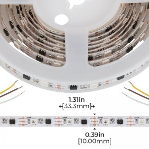 3m Digital RGB LED Strip Light - Single Addressable Color-Chasing LED Tape Light - 5V - IP20 - RGB