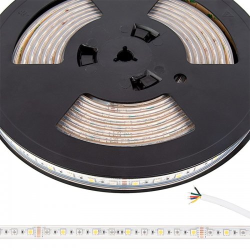 5m RGB+W LED Strip Light - Color-Changing LED Tape Light - 12V / 24V - IP67 Weatherproof