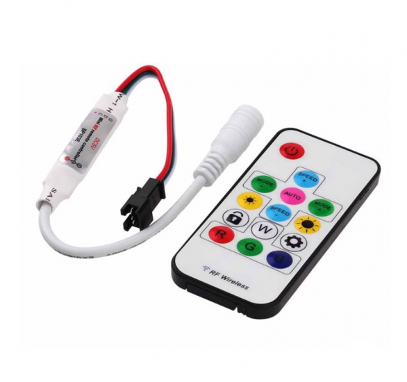 Addressable LED Controller RF Remote Wireless Mini Controller 5V DC for WS2812 WS2811 Dream Color Rainbow RGB LED Pixel Lighting - Click Image to Close