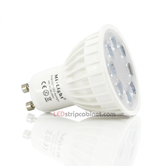 MiLight WiFi Smart LED Bulb- 4W GU10 RGB+CCT LED Bulb-280 Lumens - Click Image to Close