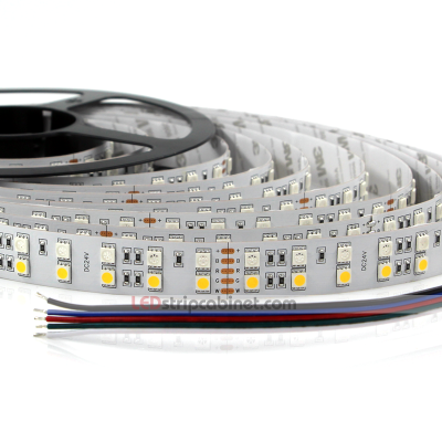 Dual Row RGBW LED Strip Lights 24V w/ White and Multicolor LEDs