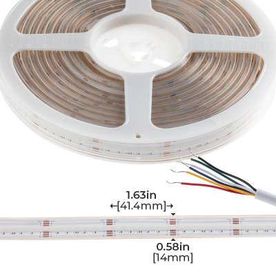 5m RGB+CCT COB LED Strip Light - COB Series LED Tape Light - IP65 - 24V