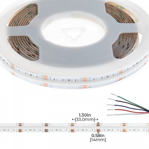 5m RGB+White COB LED Strip Light - COB Series LED Tape Light - IP65 - 24V - RGB+Cool White / RGB+Natural White / RGB+Warm White