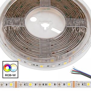 5m RGB+W LED Strip Light - Color-Changing LED Tape Light - 12V / 24V - IP64 Weatherproof - 3000K / 4000K / 6500K - 196.9in (16.40ft)