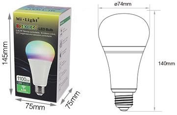 Mi Light 12W RGB+CCT LED Bulb WiFi Lamp Color Original Mi-Light Warm White Dimmable Remote and App Control RGBC-12W-NEW 
